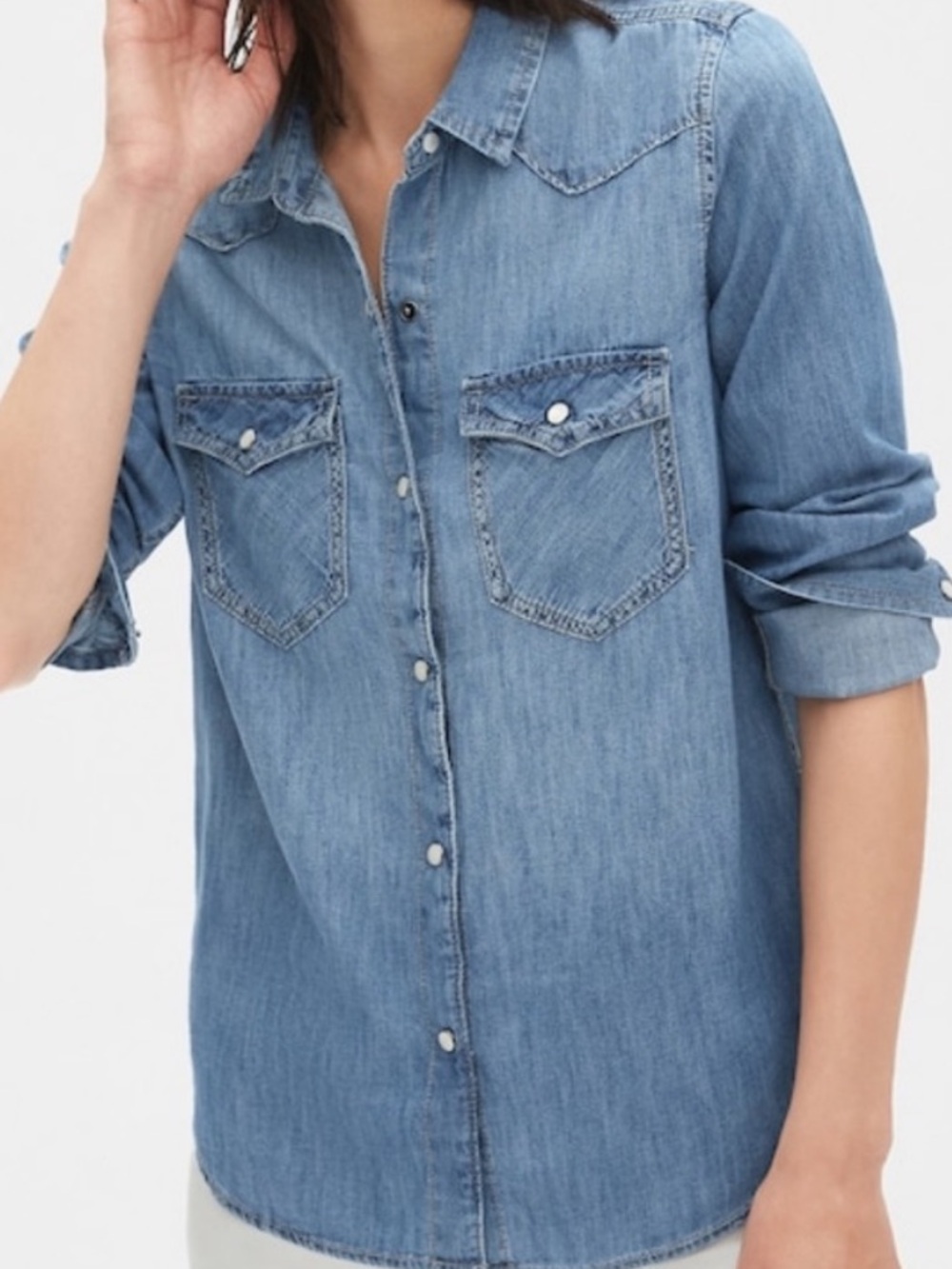 GAP 1969 Iconic Denim Western Snap Button Closure Classic American Cowgirl M